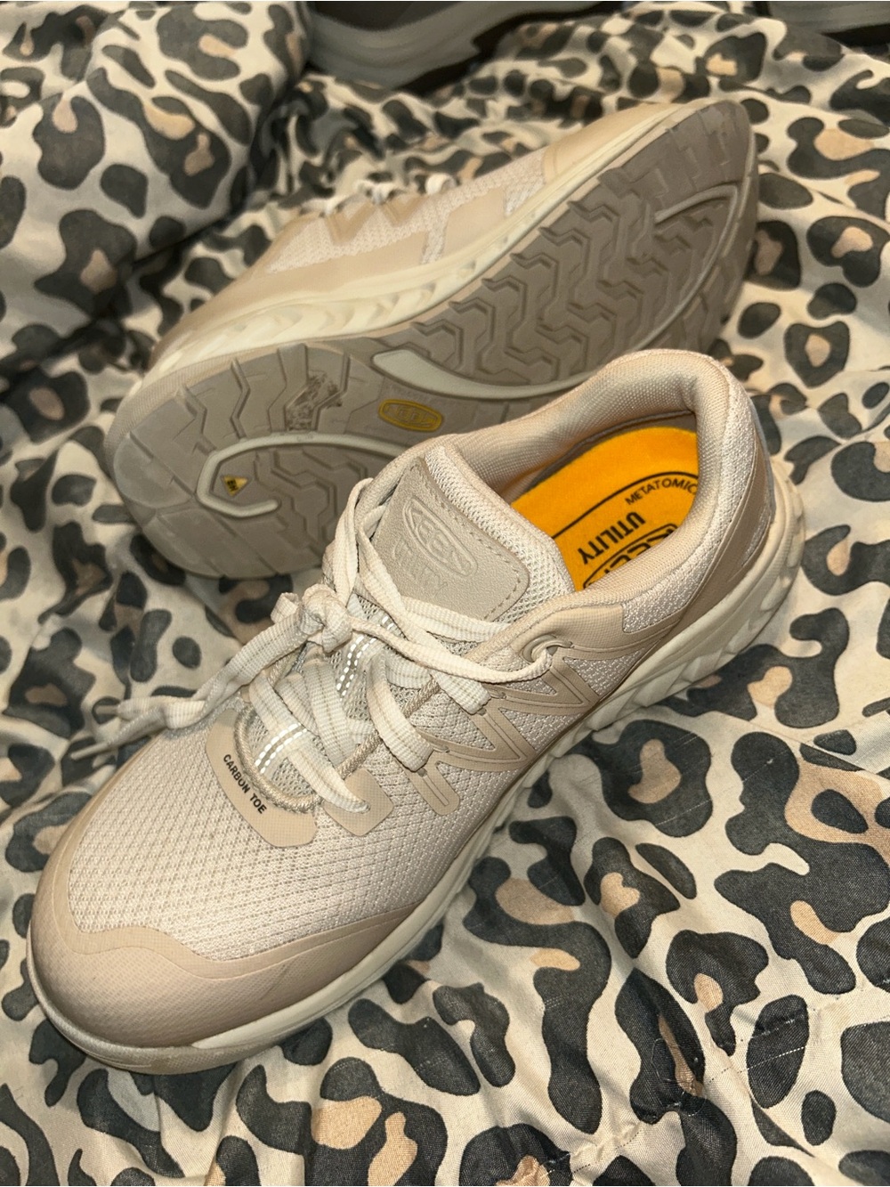 Keen Light Beige Utility Work Shoe with Yellow Insole - Picture 3 of 4